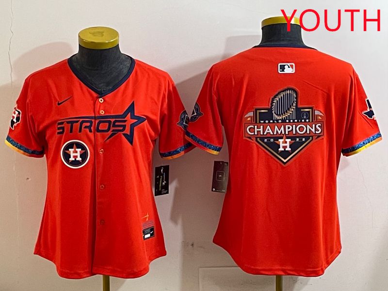 Youth Houston Astros Blank Orange Fourth generation Joint Name 2025 Nike MLB Jersey style 14->youth mlb jersey->Youth Jersey